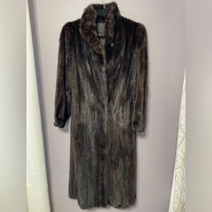 Dark chocolate mink long coat S